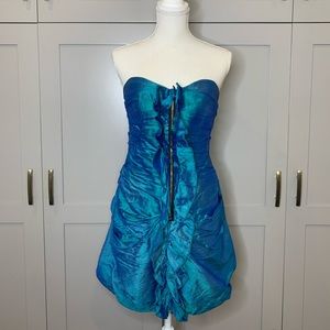 Pheobe Couture Teal Blue Cocktail Zipper Dress